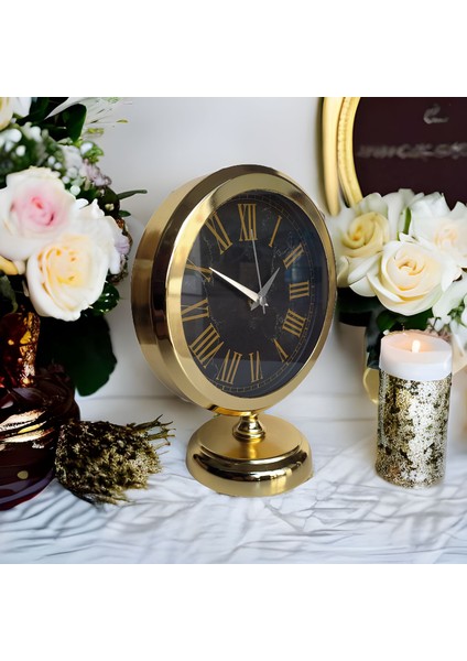 Altın Gold Renkli Metal Ofis Salon Otel Masa Saati 25*20 cm D6 fırsatları