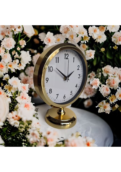 Altın Gold Renkli Metal Ofis Salon Otel Masa Saati 25*20 cm B9 fiyatları