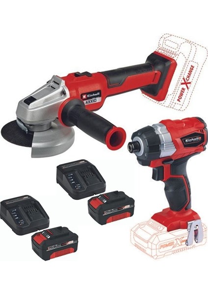 Axxio 18/115 Q Avuç Taşlama Te-Cı 18 Bl Vidalama 2X4.0AH Kömürsüz Set