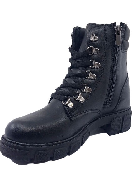 670 Kaymaz Taban Bağcıklı Fermuarlı Siyah Nova Kadın Bot modelleri