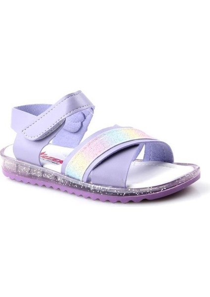 4012 Simli Çapraz Bantlı Kız Çocuk Bebe Sandalet Ayakkabı