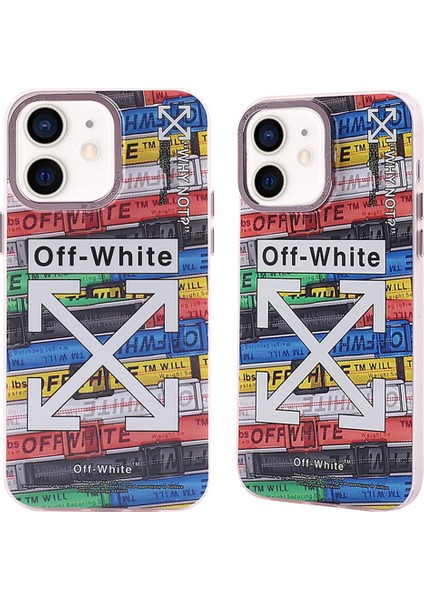 Iphone 12 Uyumlu Kaymaz Arka Renkli Off White Ultra Ince Sert Pc Koruyucu Kapak