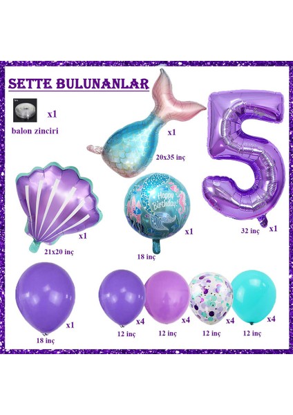Deniz Kızı Temalı Doğum Günü Parti Kutlama Seti Konsept 1