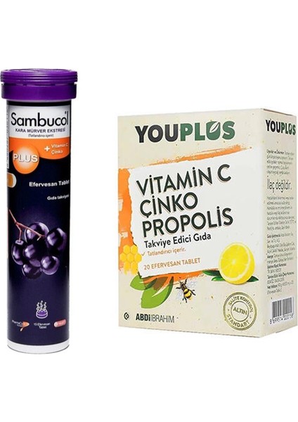 Plus Efervesan 15 Tablet+Youplus Vitamin C Çinko Propolis 20 Efervesan Tablet