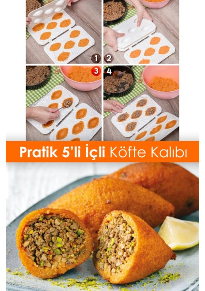 Pratik 5 Li Içli Köfte Kalıbı Içli Köfte Aparatı - Içli Köfte Kalıbı 5 Bölmeli Içli Köfte Kalıbı