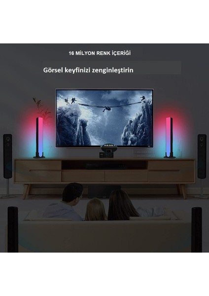 Yenitech-Wifi LED Işık Çubuğu Rgb Atmosfer Ortam Müzik Tv Oyun Senkronizasyon Dekorasyon Gece Lambası