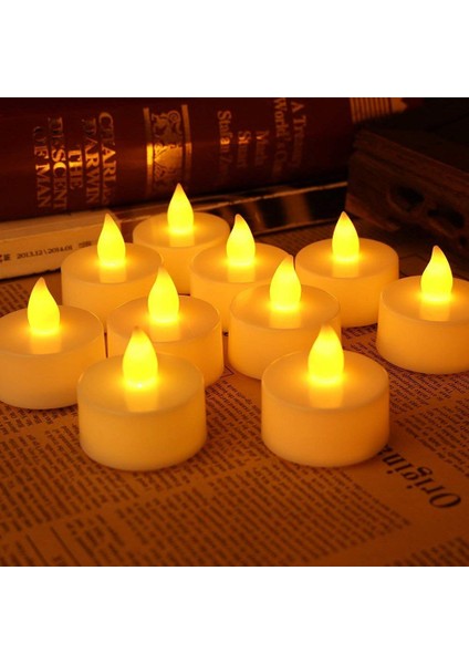 Warm Light Candles 24 Adet Gün Işığı LED Işıklı Mum Gün Işığı LED Mum Sarı Işıklı Mum Romantik Dekor