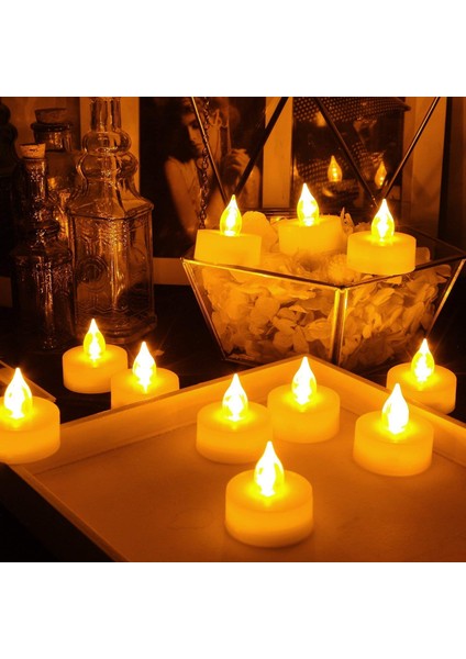 Warm Light Candles 24 Adet Gün Işığı LED Işıklı Mum Gün Işığı LED Mum Sarı Işıklı Mum Romantik Dekor