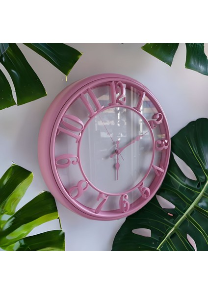 Pembe Beyaz Mutfak Ofis Salon Otel Duvar Saati Plastik 40 cm K9 fırsatları