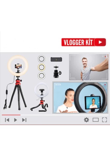 Vlogger Kit Youtuber Ring Light Işık 12'' Video Foto Işık Masa TRIPODU12 Inc Ring