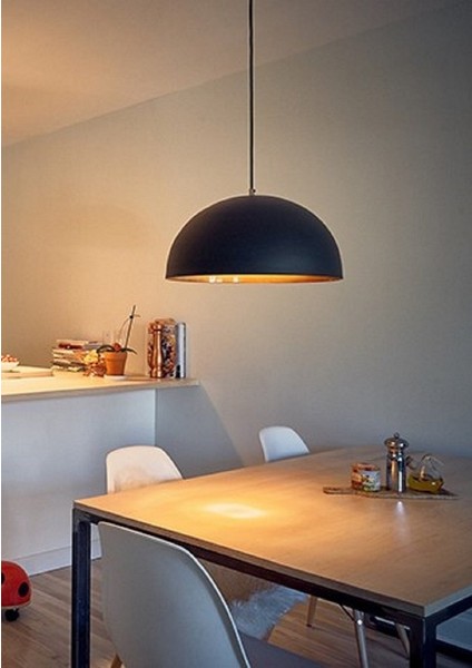 Retro4,rustik,modern Siyah Oda,mutfak,cafeler Için Tekli Metal Sarkıt Avize ÇAP:40CM