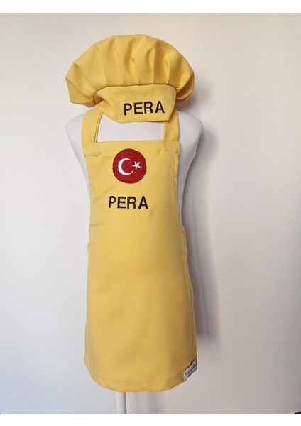 Çocuk Mutfak Önlüğü Takım Armalı Isme Özel 0-12 Yaş Beden fırsatları