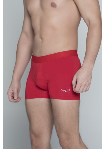 Yeap! Underwear 2 Li Kırmızı Penye Pamuklu Likralı Düz Erkek Boxer Mükemmel Uyum Mükemmel Kalite Ye1
