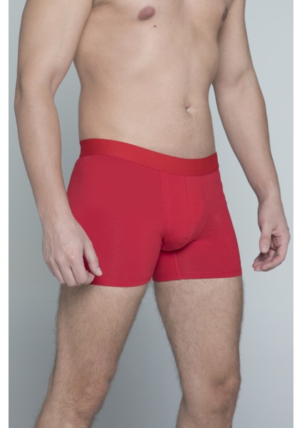 Yeap! Underwear 2 Li Kırmızı Penye Pamuklu Likralı Düz Erkek Boxer Mükemmel Uyum Mükemmel Kalite Ye1 modelleri