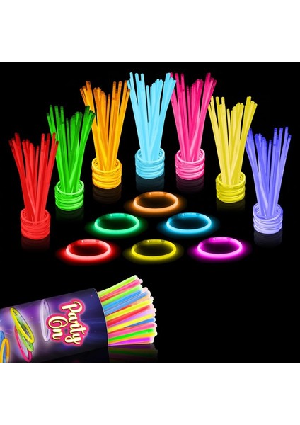 1.kalite 100 Adet Glow Stick Işıklı Fosfor Çubuk Işıklı Bileklik Işıklı Kolye Işıklı Çubuk Neon Işık