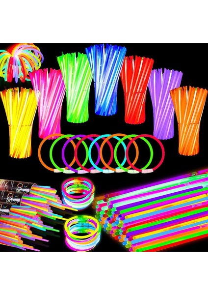 1.kalite 100 Adet Glow Stick Işıklı Fosfor Çubuk Işıklı Bileklik Işıklı Kolye Işıklı Çubuk Neon Işık