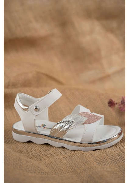 Termo Taban Yaprak Model Beyaz Kız Çocuk Sandalet