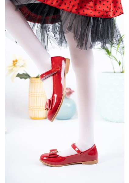 Fiyonklu Kırmızı Kız Çocuk Babet