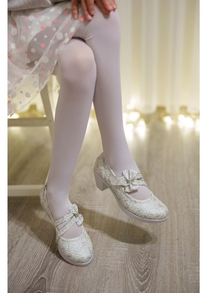 Topuklu Gri Sarmaşık Kız Çocuk Ayakkabı modelleri