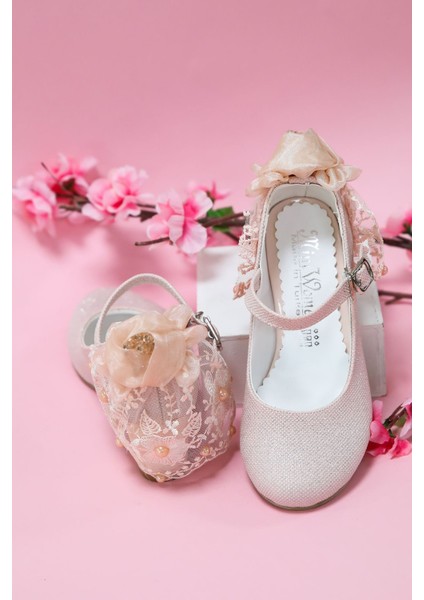 Topuklu Pudra Simli Kız Çocuk Ayakkabı indirimleri