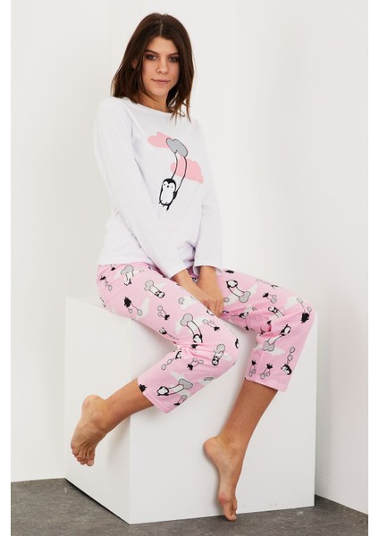 Baskılı Uzun Kol Pijama Takım