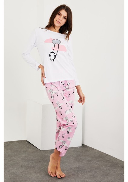 Baskılı Uzun Kol Pijama Takım
