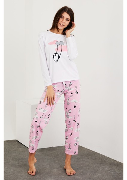 Baskılı Uzun Kol Pijama Takım