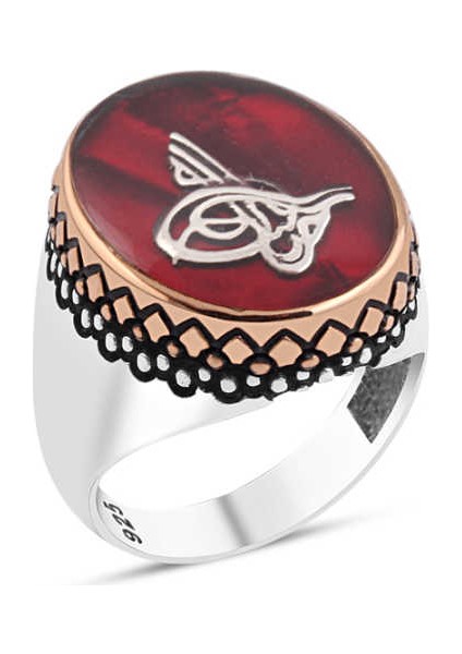 Mineli Tuğralı Erkek Yüzük