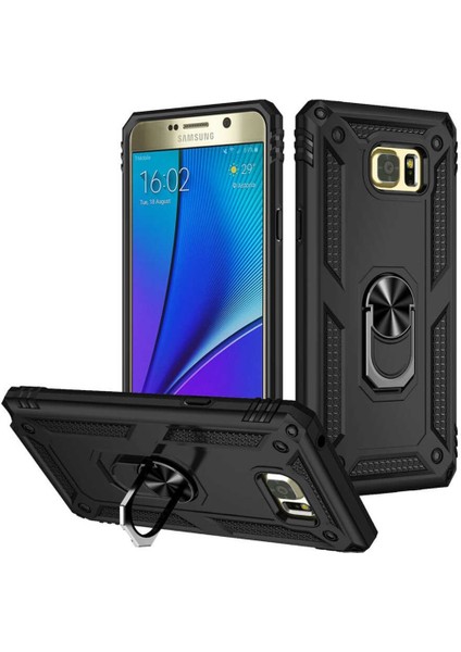 Samsung Galaxy Note 5 Kılıf Yüzüklü Standlı Korumalı Tank Kapak