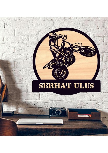 Kişiye Özel Cross Motocross Temalı Ahşap Duvar Tablo