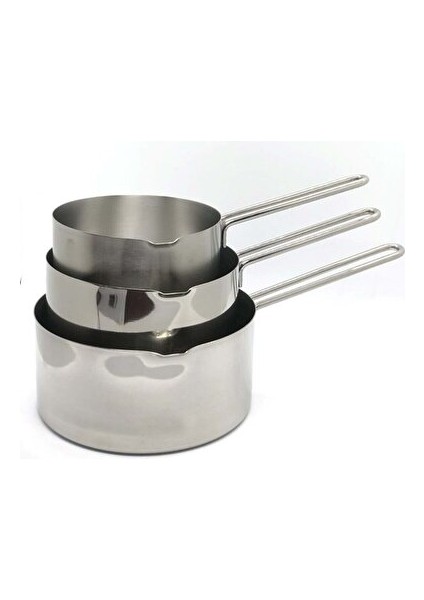 Çelik 3 Lü Kaçerola Sosluk Sütlük 12 cm - 14 cm - 16 cm