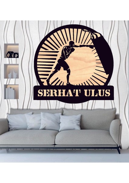 Kişiye Özel Boksör Kum Torbası Temalı Ahşap Tablo