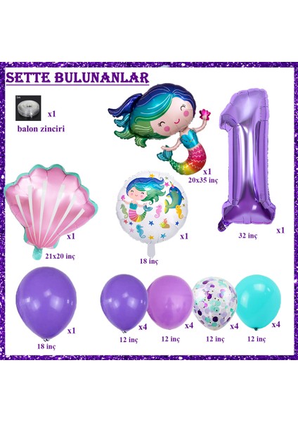 Deniz Kızı Temalı Doğum Günü Parti Kutlama Seti Konsept 2 fiyatları
