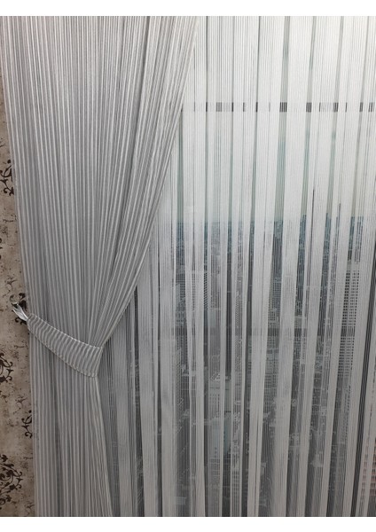 Gri Sağ Sol Kanat Fon ve Iç Beyaz Tül Takım Kombin Perde Sık Pile.en 500 , Boy 280 fiyatları