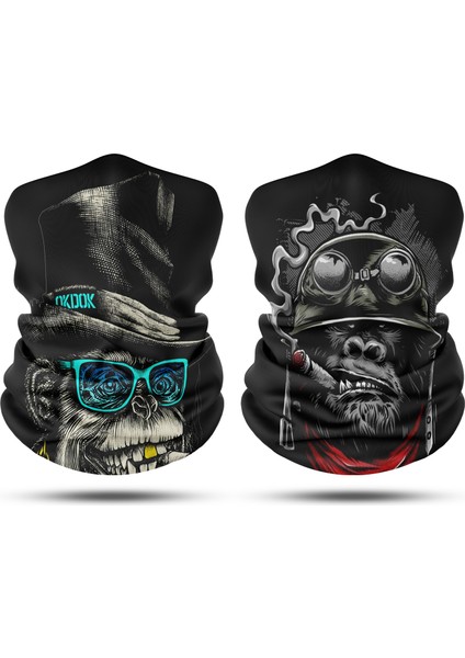 Maymun - Motorlu Astronot Desenli 2'li Set Boyunluk Bandana Outdoor Balaklava Yüz Maskesi Kafa Bandı fiyatları