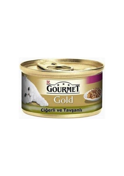 Purina Gourmet Gold Ciğerli ve Tavşanlı Parça Etli Kedi Konservesi 24 Adet 85 gr Yaş Mama