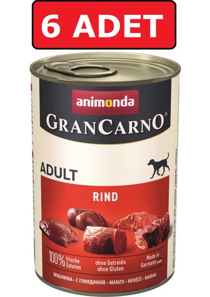 Grancarno Sığır Etli Köpek Konservesi 6 Adet x 400 gr Yaş Mama Rınd
