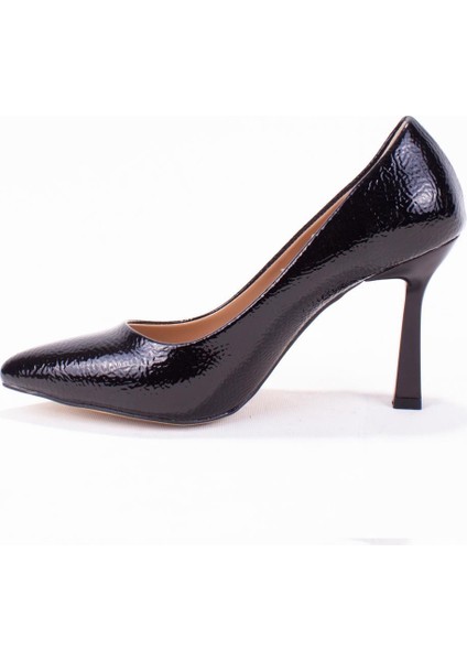 DZA07-388451 Siyah Rugan Stiletto Topuklu Kadın Ayakkabı modelleri