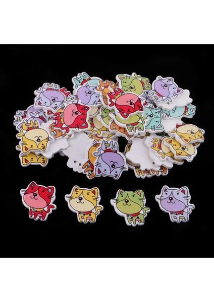 50X Ahşap Düğmeler 2 Delik Kedi Düğmeleri Zanaat Düğmeleri Dikiş Düğmesi Kızlar (Yurt Dışından) fiyatları