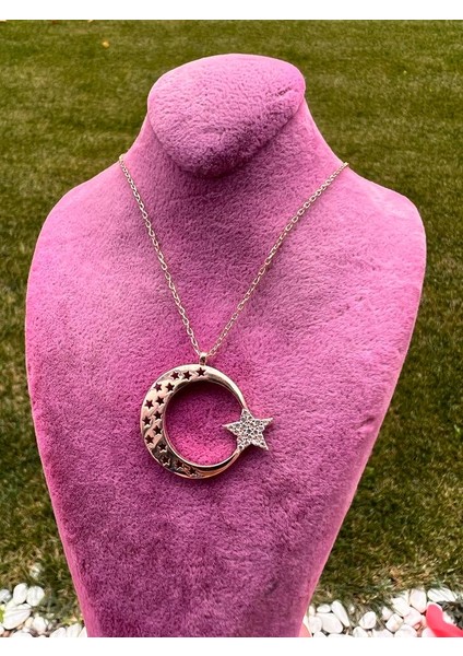 Ay Yıldız 925 Ayar Gümüş Kolye