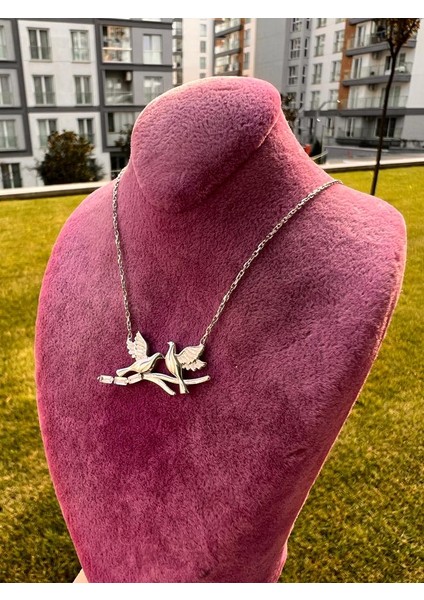 Çifte Kumrular 925 Ayar Gümüş Kolye