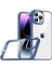 Apple iPhone 14 Pro Max Kılıf Flora Eloktroplatin Butonlu Özel Koruyucu Arka Kapak Sierra Mavi Telefon Kılıfı 1
