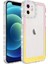 Apple iPhone 12 Kılıf Simli ve Renk Geçiş Tasarımlı Lens Korumalı Park Kapak Pembe-Sarı Telefon Kılıfı 1