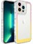 Apple iPhone 13 Pro Max Kılıf Simli ve Renk Geçiş Tasarımlı Lens Korumalı Park Kapak Pembe-Sarı Telefon Kılıfı 1
