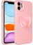 Apple iPhone 11 Kılıf Kamera Korumalı Simli Pop Soketli Lüks Koton Soketli Kapak Pembe Telefon Kılıfı 1