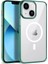 Apple iPhone 13 Kılıf Wireless Şarj Özellikli Pixel Magsafe Kapak Koyu Yeşil Telefon Kılıfı 1