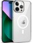 Apple iPhone 14 Pro Max Kılıf Wireless Şarj Özellikli Pixel Magsafe Kapak Gümüş Telefon Kılıfı 1