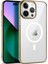 Apple iPhone 13 Pro Max Kılıf Wireless Şarj Özellikli Pixel Magsafe Kapak Gold Telefon Kılıfı 1
