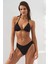 Tül Detaylı Üçgen Bikini Siyah 231210 1