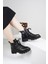 Hakiki Deri Siyah Kadın Kısa Bot 222134205 2